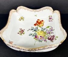 Meissen Porcelain Square Serving Bowl Figural & Floral Yellow