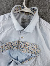 Stenstroms Cotton Twofold Super Fitted Body 16.5 Blue Button Up Shirt Business