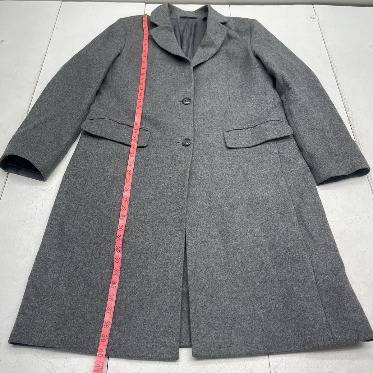 ジャケット・アウター old uniqlo wool half coat gray L Uniqlo Gray Wool Blend Double Button Front Long Peacoat Mens