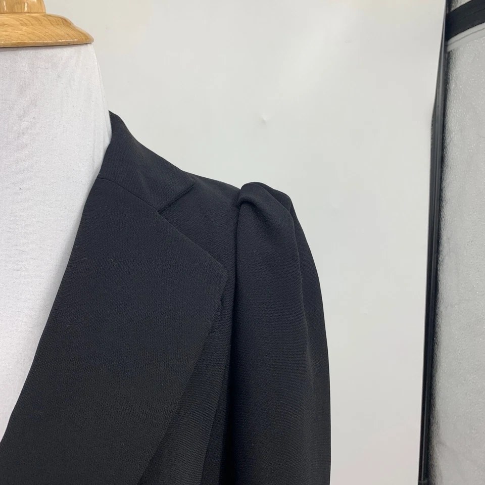 Blazer Leifsdottir Mujer 2 Negro Manga Abullonada Cintura Peplum Muesca Chaqueta Forrada Foto 4 de 4