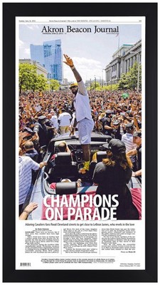 2016 Cleveland Cavaliers Championship Parade Framed Print 13x24 LeBron James Akr