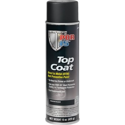 POR-15 Top Coat; UV Resistant DTM Paint; Chassis Black; 15 oz.Aerosol