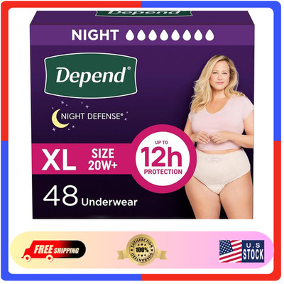 Depend Night Defense Incontinence Underwear for Women, XL, Overnight, 48 Count