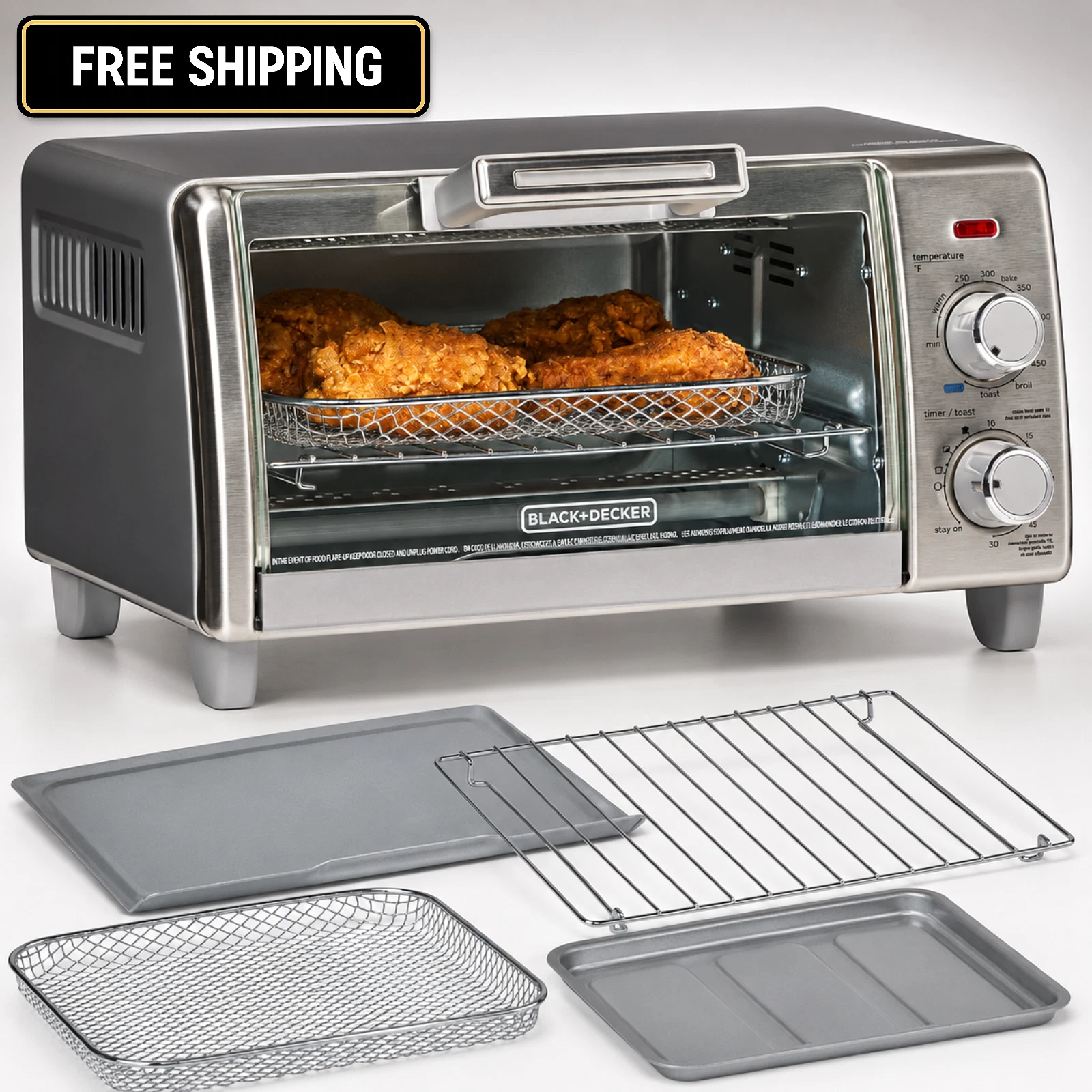 BLACK+DECKER 5-in-1 Air Fry Toaster Oven 4-Slice Fits 9” Pizza slice
Opens in a new window or tab