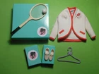 Vintage BARBIE TENNIS ANYONE 941 CARDIGAN TENNIS RACQUET BALL JAPAN TENNIS SHOES