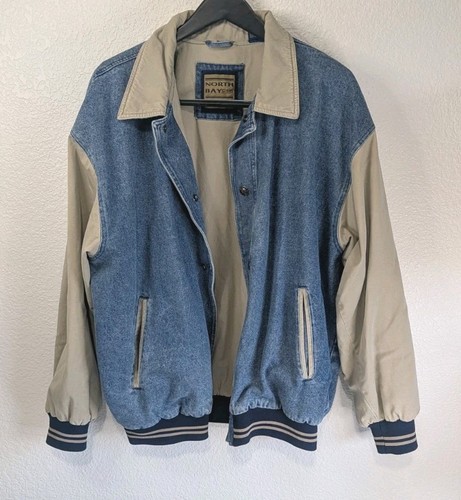 MEN'S Vintage North Bay LTD Size XL Varsity Denim Lined Jacket ROOMY FIT