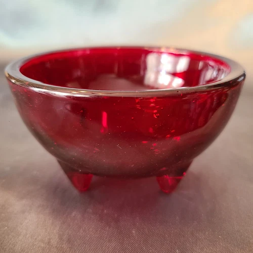 Vintage Ruby Red Candy Dish Depression glass 4 footed Royal Salsa Jewelry Ring