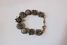 MARIANA JEWELRY gorgeous BLACK CLEAR BLUEE CRYSTAL FLOWERS BRACELET