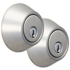 Hyper Tough Keyed Entry Single Cylinder Deadbolt Lock, Stainless Steel Finish, T