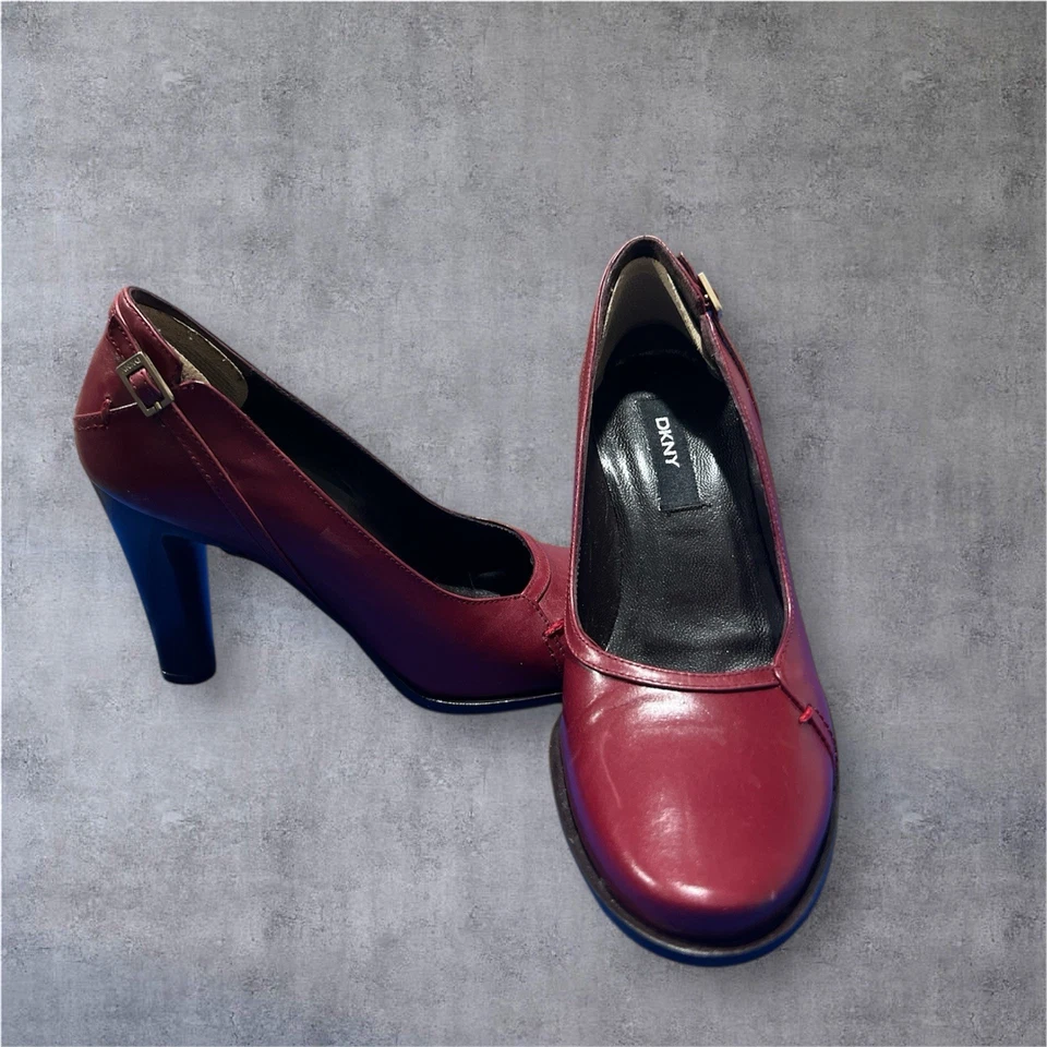Zapatos de salón DKNY City para mujer talla: 6 1/2 M color borgoña vintage elegantes Foto 4 de 4