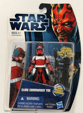 Star Wars The Clone Wars 2012 CW18 CLONE COMMANDER FOX 3.75 in New on Card read