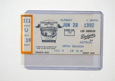Los Angeles Dodgers vs Houston Astros ticket stub June 28 1992. Biggio.