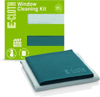 E-Cloth Microfiber Cleaning Cloth Glass Kit - Retail Packaging, Winter Green 