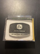 John Deere Nothing Runs Like A Deere Leaping Deer Logo Pewter Belt Buckle - NEW