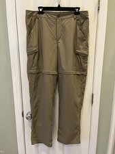 Columbia PFG Omni-Shade Womens Sz L Convertible Pants Stone Green Silver Ridge