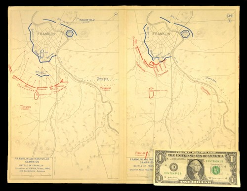 Battle of Franklin Map Tennessee November 30th 1864 Union Victory Schofield Hood