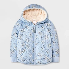 Toddler Girls' Floral Cozy Quilted Reversible Puffer Jacket - Cat & Jack