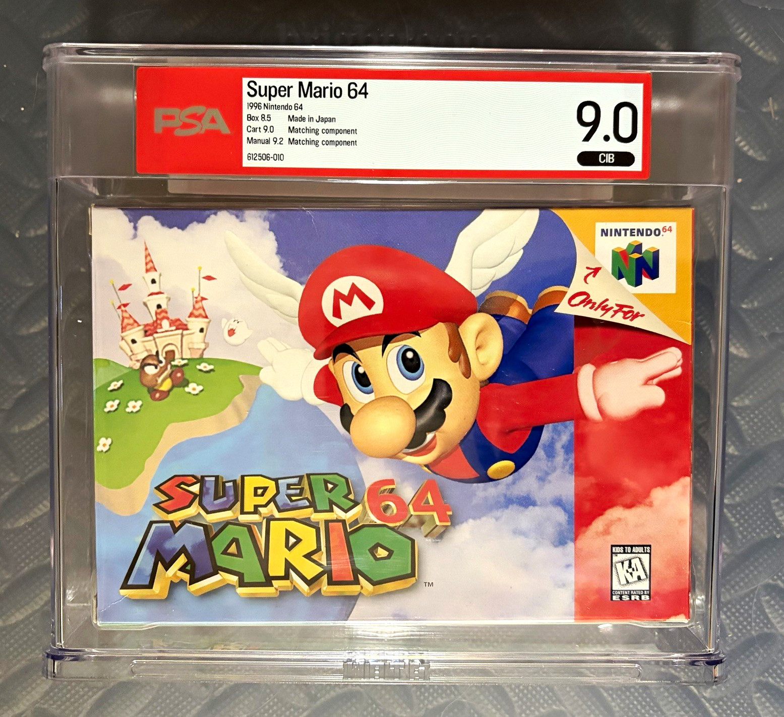 SUPER MARIO 64 NINTENDO N64. WATA GRADED 9.0 CIB COMPLETE PSA. NOT SEALED.