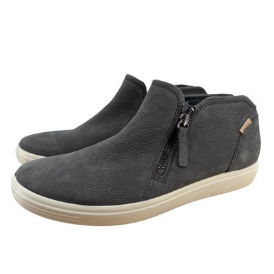 ECCO Soft 7 Low Zip Bootie Grey Nubuck Leather Side Zip Sneaker EU 39 US 8