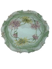 Antique Limoges Painted Flowers Large Plate Tressemanes  Vogt Painted Marked