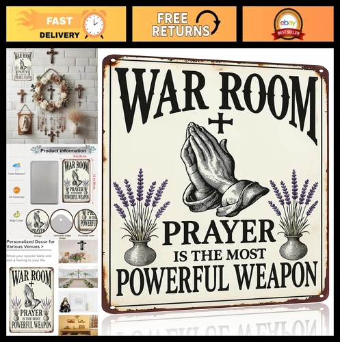 Vintage Prayer Metal Wall Art Sign - Religious Decor for Home, Church, Office, 8