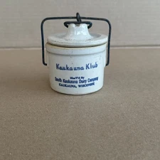 1933 Kaukauna Klub Dairy Wisconsin Cheese Stoneware Crock with Bail Lid