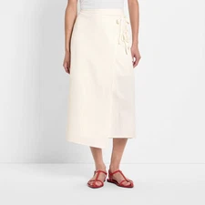 Women's Mid-Rise Linen Midi Wrap Skirt - Future Collective