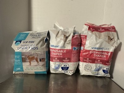 Vibrant Life Disposable Diaper for Female Dogs Sz XS 8-12'' Waist & Liner Pads