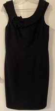 Calvin Klein Cocktail Dress Size 12 Black LBD Wide Neck Straight Pencil Party