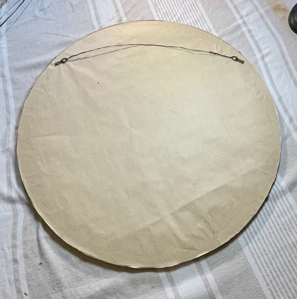 28" Round Vintage Art Deco Frameless Beveled Etched Mirror 1940 Hooker Glass Co. - Image 3 of 4