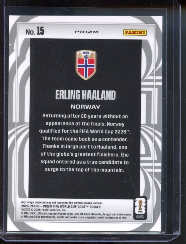 2026 Panini Prizm FIFA World Cup #15 Erling Haaland Screamers Silver Prizms view 2