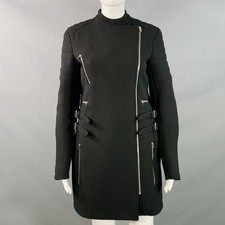 CELINE Size 4 Black Wool Zippers Detail Bonda...