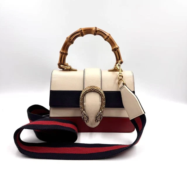 10.23 009 Gucci Calfskin Bamboo Web Dionysus Top Handle Bag