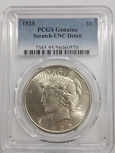 1925 Silver Peace Dollar PCGS Unc Detail
