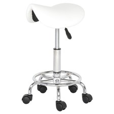 Rolling Saddle Salon Stool Pu Leather Swivel Adjustable Rolling Stool Wwheels