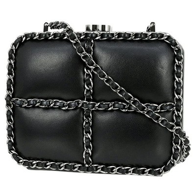 Auth CHANEL Mini Chain Shoulder bag Lambskin Leather Pouch Women Party bag