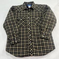 Wrangler Pearl Snap Quilt Lined Flannel Shacket Plaid Sz L
