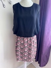 Warehouse Art Deco Style Chiffon Overlay Sequin Blouson - UK 12 - VGC