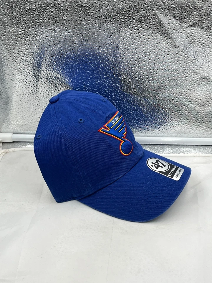St. Louis Blues NHL '47 Brand Throwback Blue Clean Up Adjustable Strapback Hat - Image 4 of 4