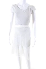 H By Halston Womens Pencil Skirt Asymmetrical Peplum Hem White Netting Size 6