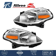Headlight Assembly Pair For Nissan Versa 2007-2012 Left+Right Side Halogen Clear
