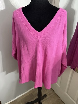 Wonderly Top Women's 2X 3/4 Sleeve Solid Color Fushia Pink