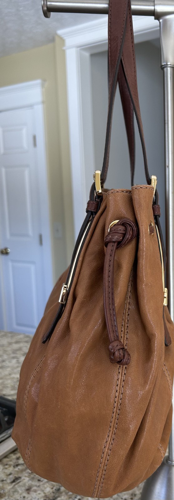 Authentic Michael Kors Rare Vintage Draw String Leather Tote Bag image 7