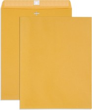 100Pack 12" x 15.5" Kraft Clasp Envelopes Gummed Seal 28lb Brown Kraft Clasp Gu