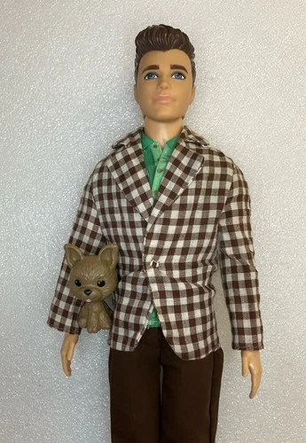 Mattel Barbie Ken Doll HCN15 Brown Hair Redress Vintage Handmade Blazer Gingham