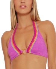 Trina Turk Women's Tulum Jacquard Halter Bikini Top Berry Pink, 8 