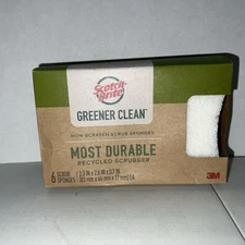 3m 97036UG Greener Clean Non-scratch Scrub Sponge, 2.6 X 3.3, 0.7" Thick, White,
