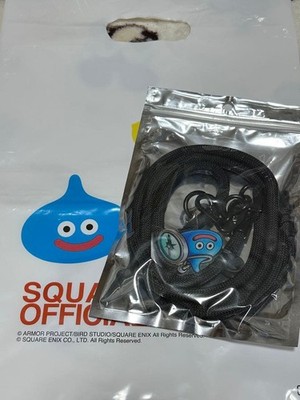Dragon Quest Slime Neck Strap  Black, Braided Nylon, Slime Charm