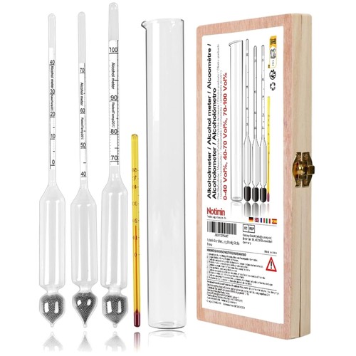 Alkoholmeter Set 3 Stück 0-100 Vol% Glaszylinder Messzylinder Spirituosen
