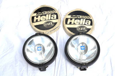 HELLA RALLYE 2000 FAHRLICHT X 2 KOMPLETT MIT ABDECKUNGEN GEBRAUCHT UNGEPRÜFT